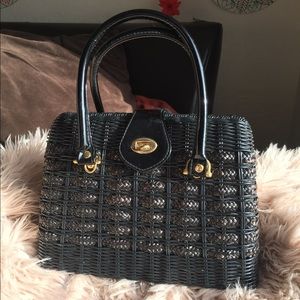 Vintage Black Woven Basket Purse